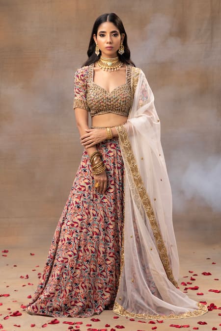 Buy Mehak Murpana Multi Color Organza, Crepe Beads, Tassels, Abstract Print Lehenga Set Online at Aza Fashions Buy_Mehak Murpana_Multi Color Organza, Crepe Beads, Tassels, Abstract Print Lehenga Set _Online_at_Aza_Fashions