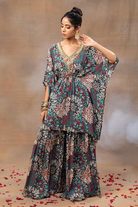 Mehak Murpana Floral Print Kaftan & Sharara Set 