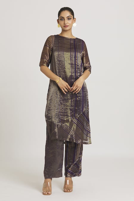 Urvashi Kaur Zari Stripe Woven Tunic 