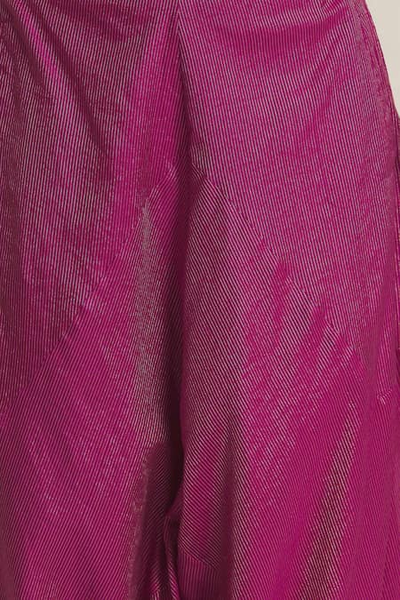 Urvashi Kaur_Fuchsia Tissue Zari Silk Woven Stripe Dhoti Pant  _Online_at_Aza_Fashions