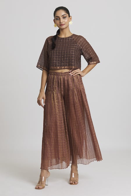 Urvashi Kaur Pleated Wide Legged Pant 