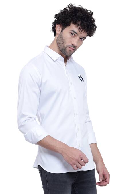 Armen & CO_White Cotton Embroidery Thread Panda Shirt_at_Aza_Fashions