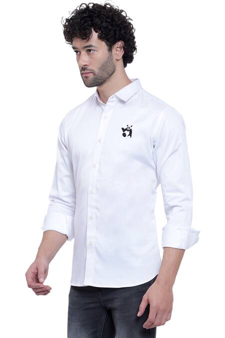 Buy_Armen & CO_White Cotton Embroidery Thread Panda Shirt