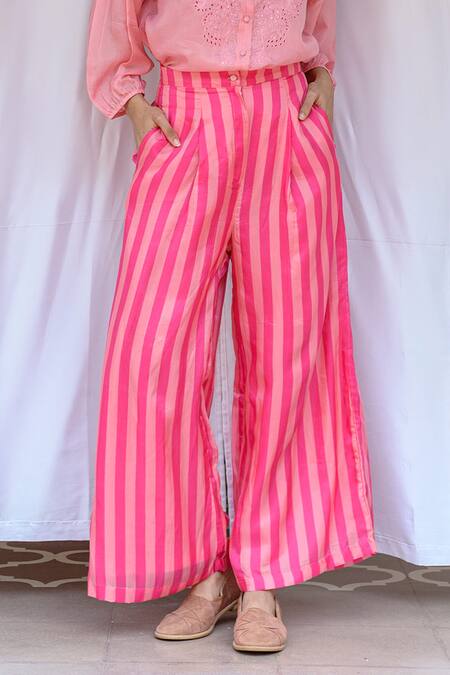 Ayaka Yellow Viscose, Cotton Striped Flared Trouser Online at Aza Fashions Ayaka_Yellow Viscose, Cotton Striped Flared Trouser _Online_at_Aza_Fashions