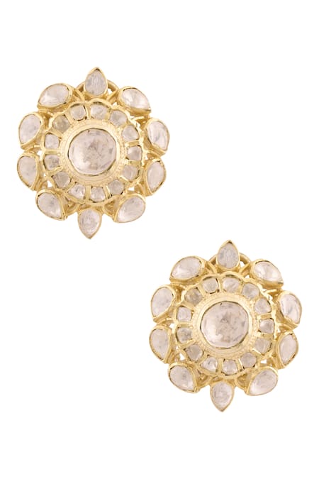 Ivorine Geometric Embellished Studs 