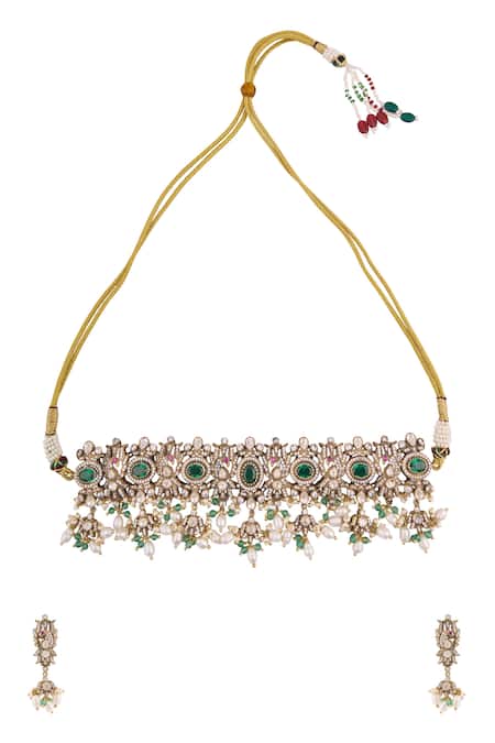 Ivorine Stone Embellished Choker Set 