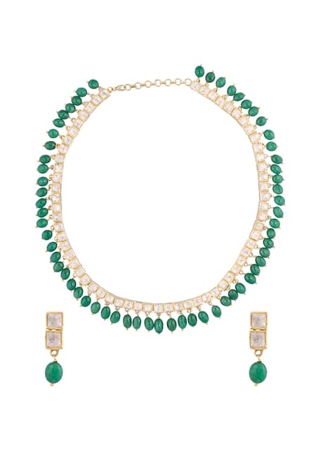 Ivorine Stone Embellished Necklace Set 