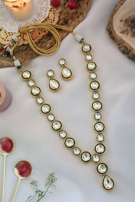 Shop Paisley Pop Gold Plated Kundan Necklace Jewellery Set at Aza Fashions Shop_Paisley Pop_Gold Plated Kundan Necklace Jewellery Set _at_Aza_Fashions