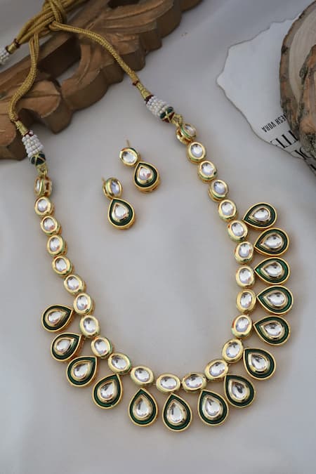 Shop Paisley Pop Gold Plated Diamonds Kundan Necklace Jewellery Set at Aza Fashions Shop_Paisley Pop_Gold Plated Diamonds Kundan Necklace Jewellery Set _at_Aza_Fashions