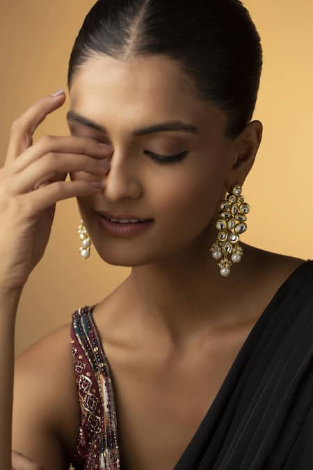 Paisley Pop Kundan Pearl Embellished Danglers & Drops
 