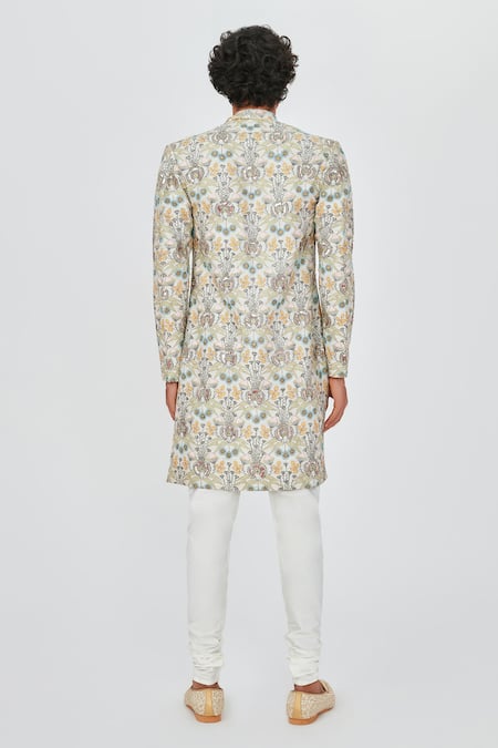 Shop Aisha Rao Beige Silk, Chanderi Embroidery Parviz Raw Sherwani Set at Aza Fashions Shop_Aisha Rao_Beige Silk, Chanderi Embroidery Parviz Raw Sherwani Set _at_Aza_Fashions