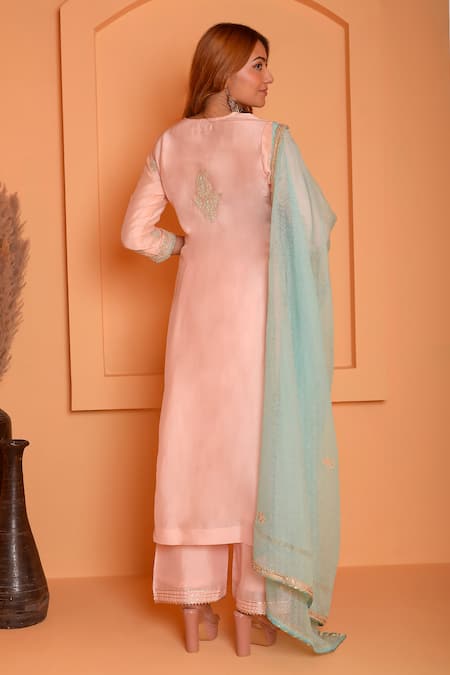 Abbaran Paisley Dori Embroidered Kurta Palazzo Set 