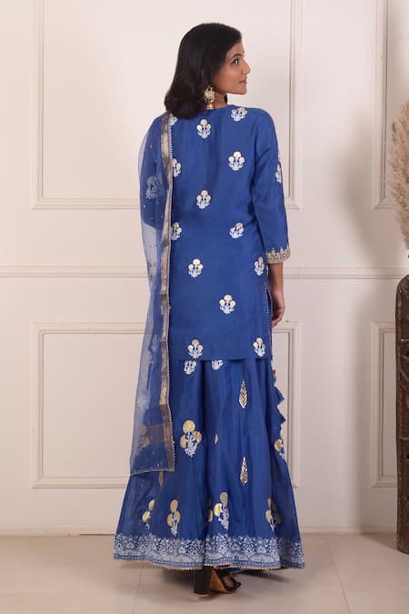 Abbaran Foil Print Kurta Gharara Set 