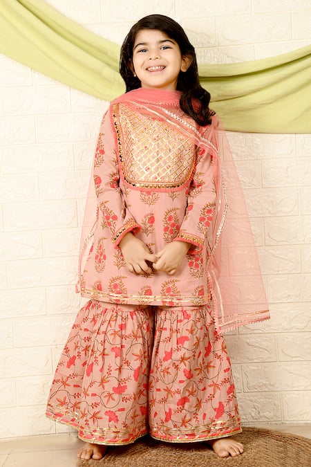 The Plum Bum Floral Garden Pattern Kurta Sharara Set 