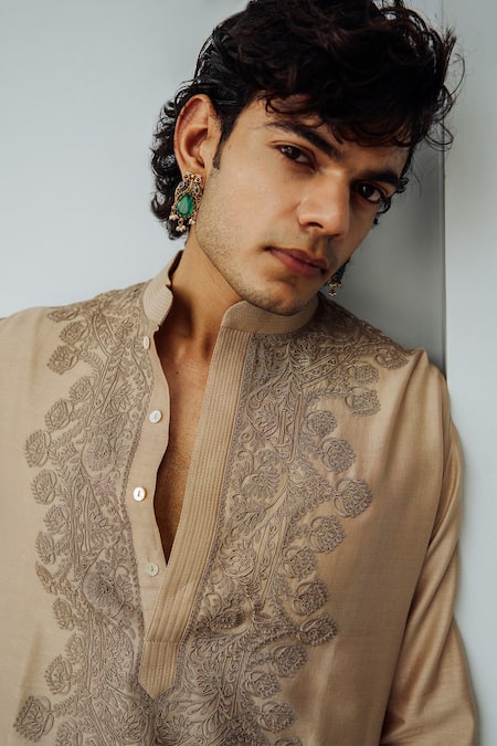 Buy Wabi Sabi By Anshum-Ritesh Beige Chanderi Embroidery Adams Garland Dori Work Kurta Set Online at Aza Fashions Buy_Wabi Sabi By Anshum-Ritesh_Beige Chanderi Embroidery Adams Garland Dori Work Kurta Set _Online_at_Aza_Fashions