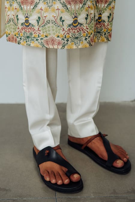 Shop_Wabi Sabi By Anshum-Ritesh_Beige Chanderi Embroidery Buzz Me Kurta Set _Online_at_Aza_Fashions