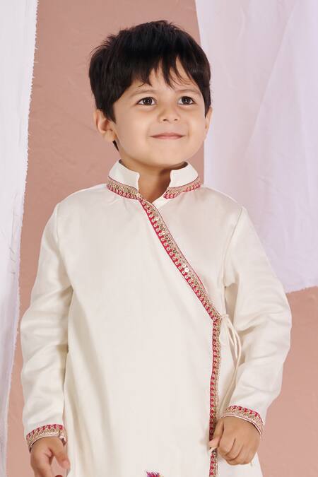 Buy Vivedkids White Linen Embroidery Krishna Kurta And Dhoti Pant Set Online at Aza Fashions Buy_Vivedkids_White Linen Embroidery Krishna Kurta And Dhoti Pant Set _Online_at_Aza_Fashions