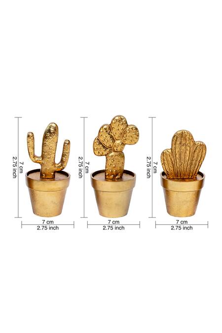 Buy Logam Gold Mild Steel Wired Work Metallic Cactus Table Top Accessory Set Buy_Logam_Gold Mild Steel Wired Work Metallic Cactus Table Top Accessory Set