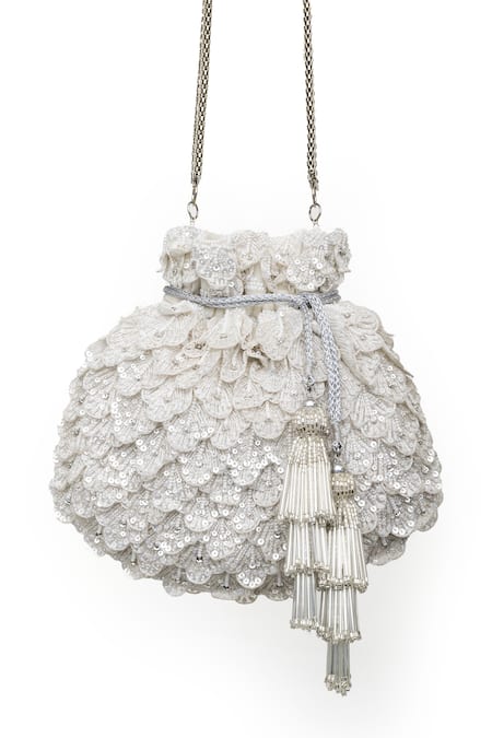 SG Collection by Sonia Gulrajani 3D Pearl Embellished Scalloped Pattern Potli 