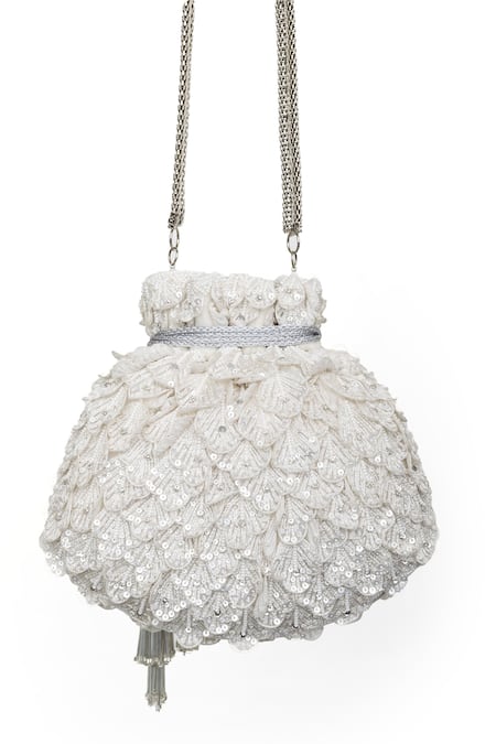 SG Collection By Sonia Gulrajani 3D Pearl Embellished Scalloped Pattern Potli 