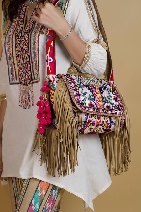 Shop SG Collection By Sonia Gulrajani Multi Color Embroidered The Artists Messenger Bag at Aza Fashions Shop_SG Collection By Sonia Gulrajani_Multi Color Embroidered The Artists Messenger Bag_at_Aza_Fashions