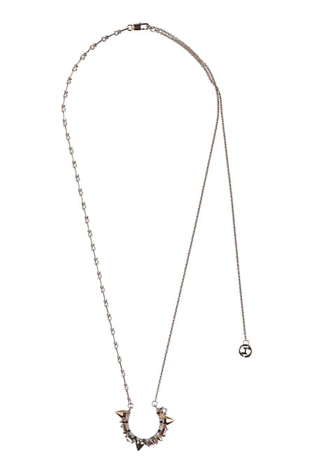 Outhouse Crystal Crescent Pendant Necklace - Single Pc 