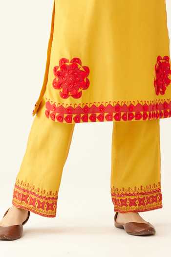 Buy Kora Gold Silk, Cotton, Chanderi Applique, Sequins, Embroidery, Tassels Kurta Set Online at Aza Fashions Buy_Kora_Gold Silk, Cotton, Chanderi Applique, Sequins, Embroidery, Tassels Kurta Set _Online_at_Aza_Fashions