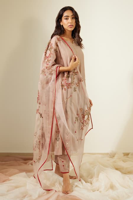 Sarang Kaur Vrinda Hand Embroidered Dupatta 