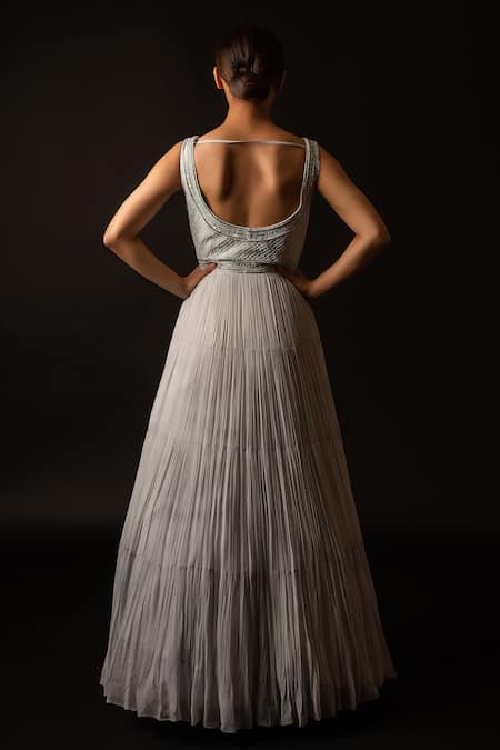 Decemberbyvivek Embroidered Flared Gown 