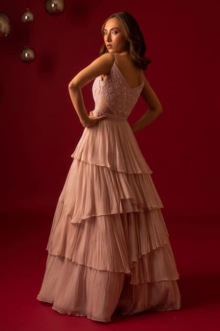 Decemberbyvivek Embroidered Layered Gown 