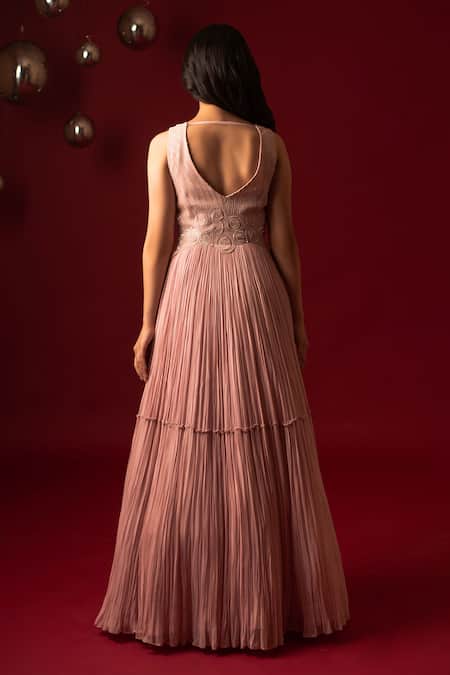 Decemberbyvivek Pleated Embroidered Gown 