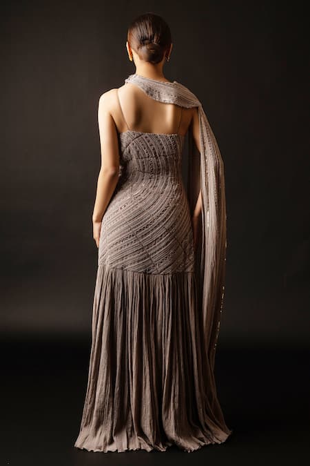 Decemberbyvivek Hand Embroidered Gown With Cape 