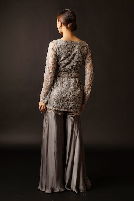 Decemberbyvivek Hand Embroidered Jacket & Gharara Set 