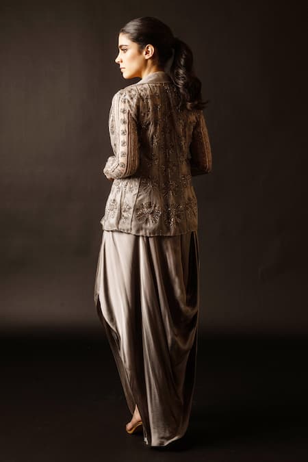 Decemberbyvivek Hand Embroidered Jacket Skirt Set 