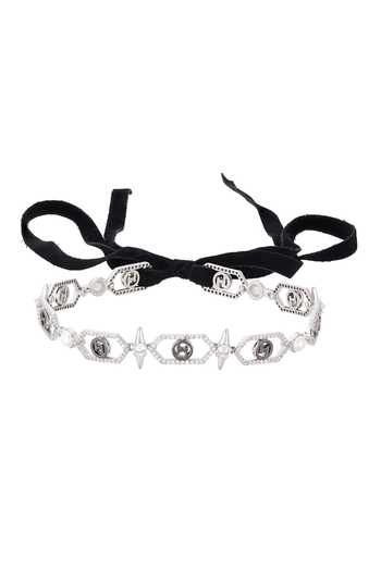 Shop Outhouse Silver Plated Crystal Geometric Choker at Aza Fashions Shop_Outhouse_Silver Plated Crystal Geometric Choker _at_Aza_Fashions