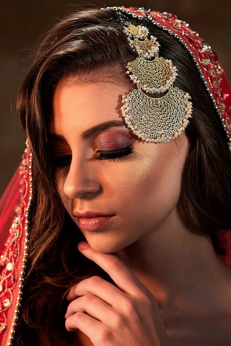 Zariin Gold Plated Pearl Filigree Tiered Passa 