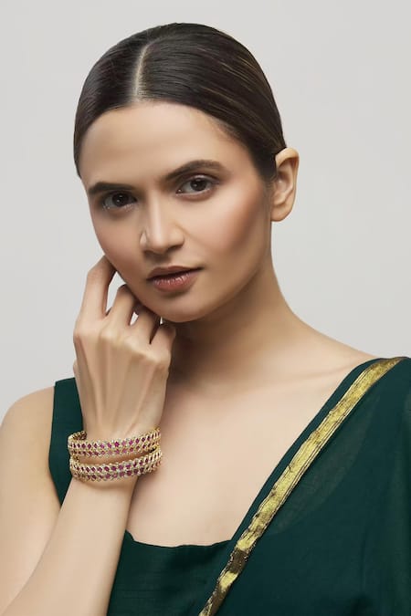 Moh-Maya by Disha Khatri Kundan Stone Bangle - Set of 2 
