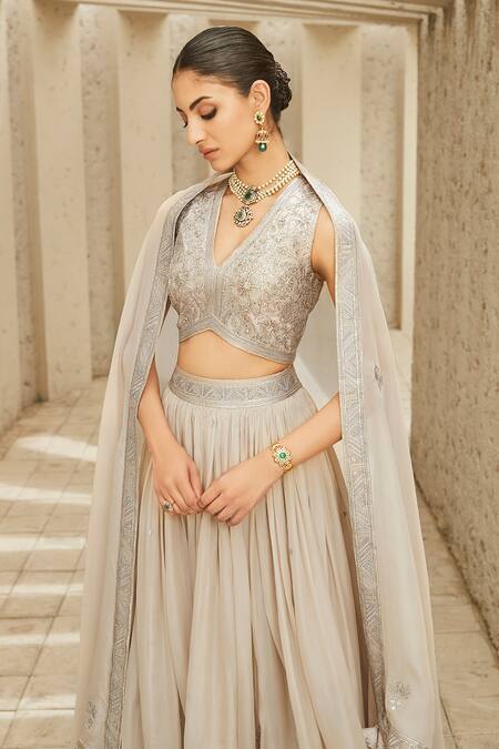 Matsya Ivory Chanderi, Organza Gota Patti, Heritage Placement Embroidered Lehenga Set Online at Aza Fashions Matsya_Ivory Chanderi, Organza Gota Patti, Heritage Placement Embroidered Lehenga Set_Online_at_Aza_Fashions