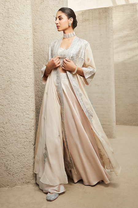 Buy Matsya Ivory Blouse The Neo Classic Embroidered Cape Sharara Set Online at Aza Fashions Buy_Matsya_Ivory Blouse The Neo Classic Embroidered Cape Sharara Set_Online_at_Aza_Fashions