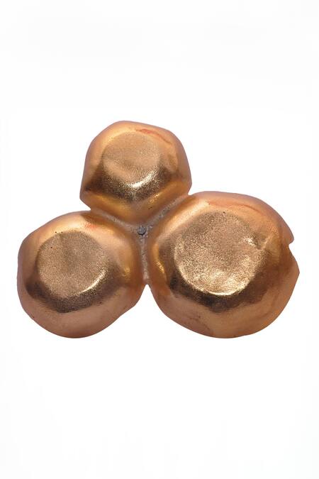 Buy_Assemblage_Gold Lightweight Metal Lotus 3-bowl Server Single Pc _Online_at_Aza_Fashions