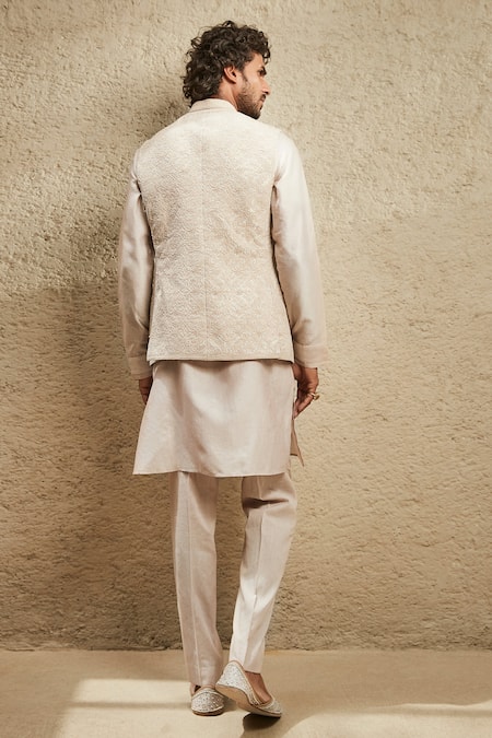 Matsya Pure Chanderi Straight Kurta & Pant Set 