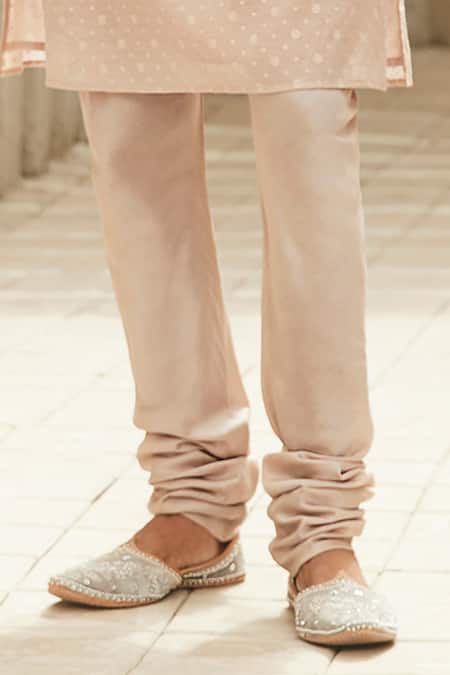 Buy_Matsya_Peach Chanderi Embroidery Heritage Pret Kurta Set _Online_at_Aza_Fashions