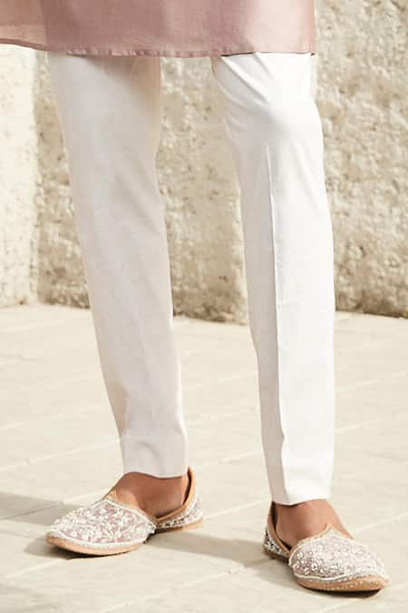 Matsya_Pink Chanderi Embroidery Straight Kurta Set _Online_at_Aza_Fashions