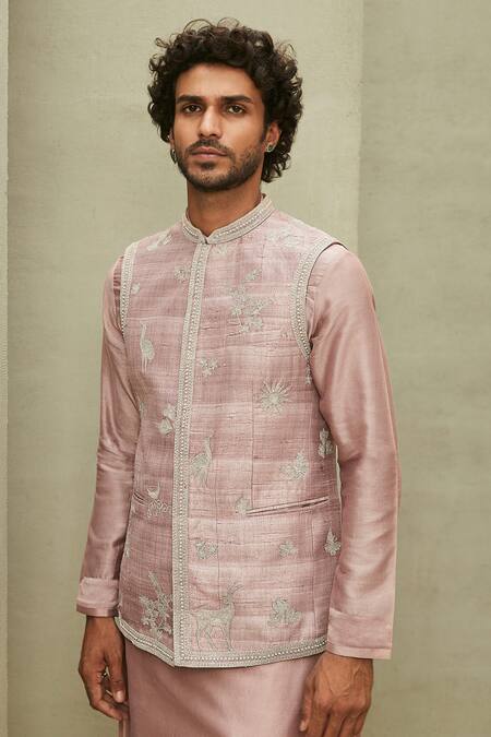 Buy Matsya Pink Chanderi Embroidery Straight Kurta Set Online at Aza Fashions Buy_Matsya_Pink Chanderi Embroidery Straight Kurta Set _Online_at_Aza_Fashions