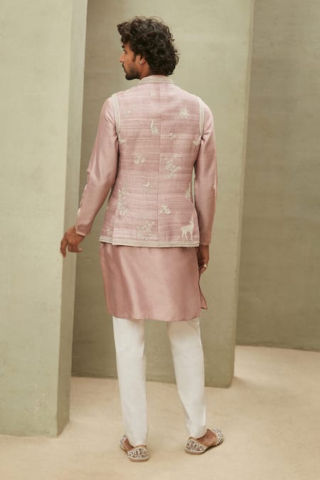 Matsya Embroidered Raw Silk Jodhpuri Bundi 