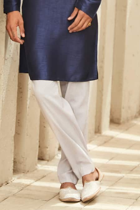 Buy Matsya Blue Microfiber Embroidery Heritage Noir Placement Kurta Set Online at Aza Fashions Buy_Matsya_Blue Microfiber Embroidery Heritage Noir Placement Kurta Set _Online_at_Aza_Fashions