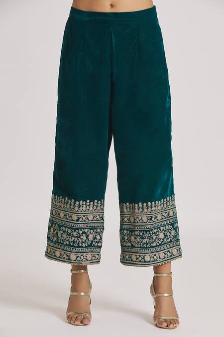 Rahul Singh_Red Velvet Embroidery Mandarin Collar Kurta And Pyjama Set _at_Aza_Fashions