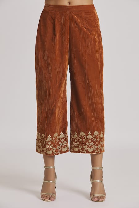 Rahul Singh Brown Velvet Embroidery Collared Yoke Kurta And Pyjama Set at Aza Fashions Rahul Singh_Brown Velvet Embroidery Collared Yoke Kurta And Pyjama Set _at_Aza_Fashions