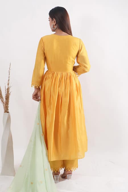 Mangalmay By Aastha Floral Jaal Embroidered Angarkha Anarkali Pant Set 