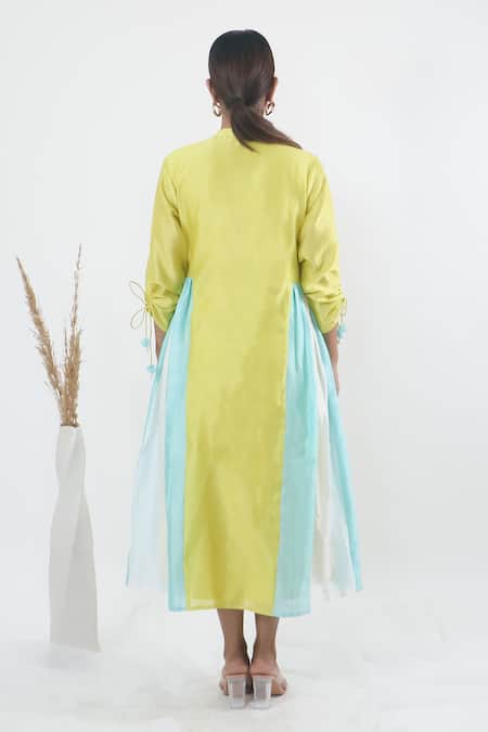 Mangalmay By Aastha Kulfi Chanderi Silk Side Gathered Dress 